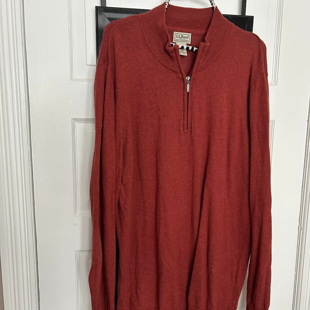 LL Bean Men's Cotton Cashmere Quarter-Zip Sweater, L-Tall